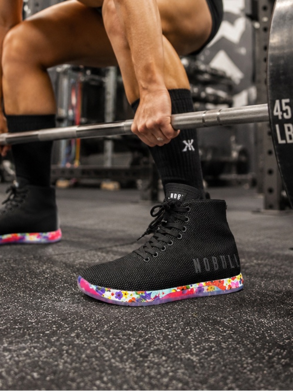 NOBULL Women’s Black High-Top Outwork Trainer with Daisy Sole Size 8.5